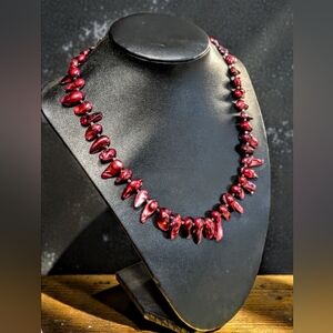 Deep Red Wine/Burgundy Baroque Pearls Beaded Necklace Size 16"